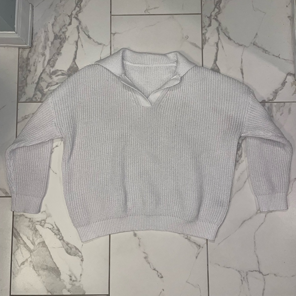 SHEIN Cozy White Knit Sweater